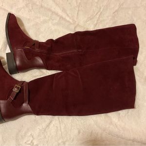 Red over the knee boots